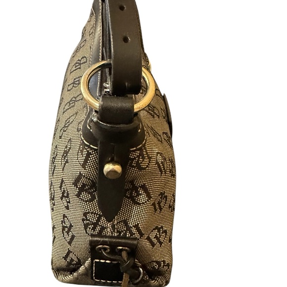 Dooney & Bourke Black Mini East West Slouch Bag Monogram Design and Leather Trim - Picture 10 of 15